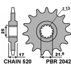 PBR ZĘBATKA PRZEDNIA 2042 15 18NC HONDA CB 500F/X '13-15, CBR 500R `13-15 (ŁAŃC. 520)